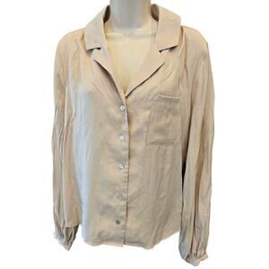 Vintage Fray neutral peasant wide arm long sleeve buttery button up minimalist M